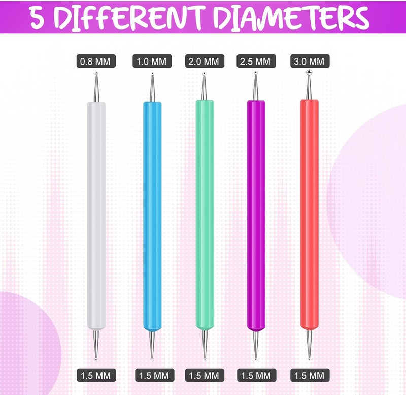 Ashmacdo 20 Pcs Dotting Tools for Painting,Ball Embossing Stylus for Transfer Paper,Tracing Tools for Drawing, Embossing Tools for Paper, Art Dotting Tools for Nail Art - Image 2